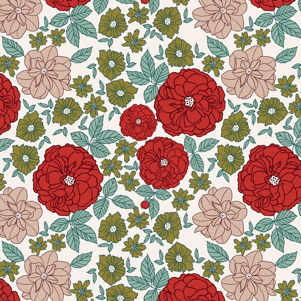 Retro Christmas Floral in Frosty