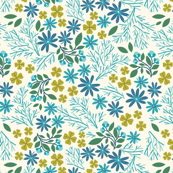 Minty Foliage in Ivory