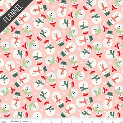 Snowmen Flannel in Blush